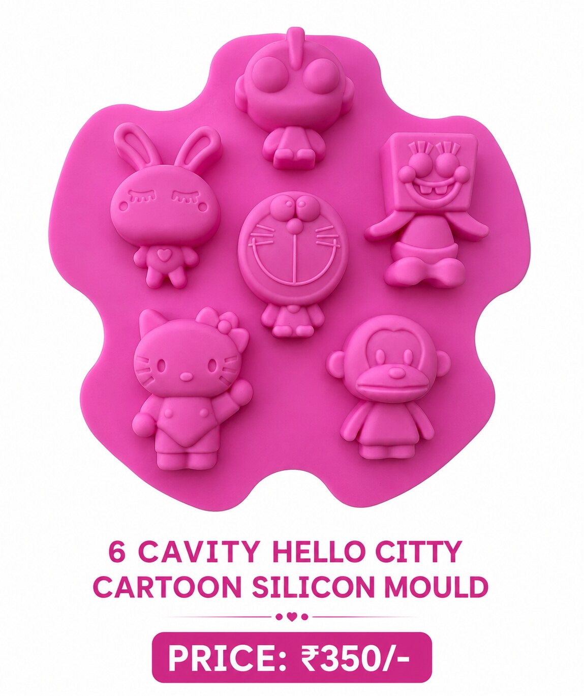 6 Cavity Hello Kitty Cartoon Silicon Mould