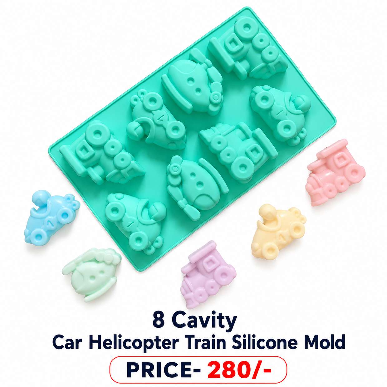 8 Cavity Car Helicopter Train Silicone Mold