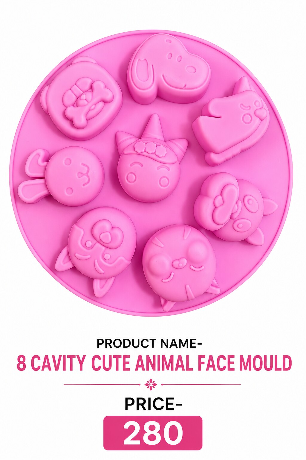 8 Cavity Cute Animal Face Mould