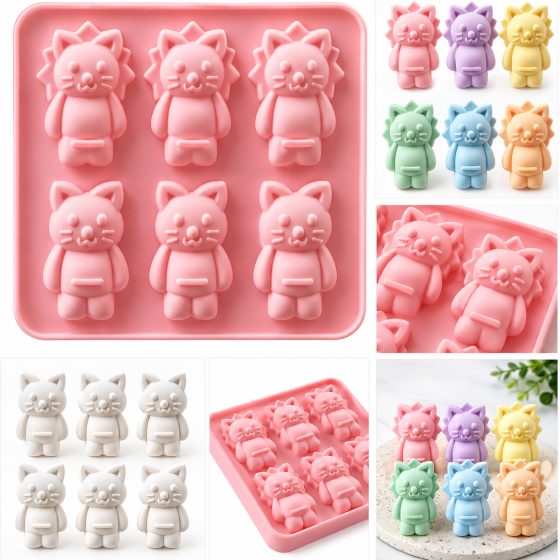 ArtNest India 6 Cavity Cute Cat Silicone Mould — image 2