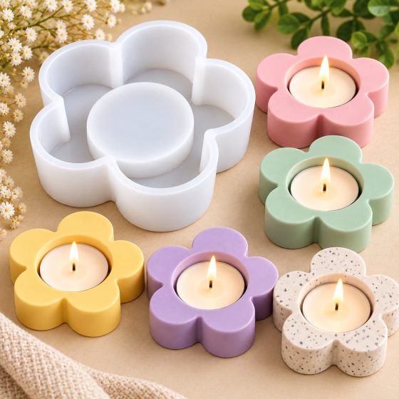 ArtNest 5-Petal Flower Tealight Candle Holder Silicone Mould — image 2