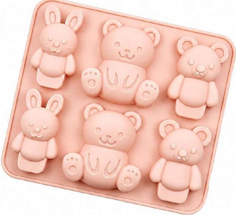 6 Cavity Rabbit & Bear Silicone