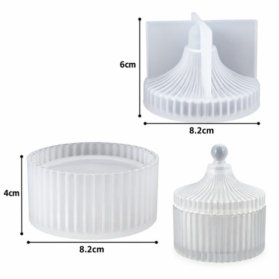 Ribbed Resin Storage Jar with Lid  Decorative Multipurpose Box