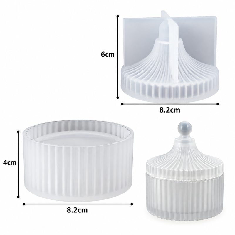 Ribbed Resin Storage Jar with Lid  Decorative Multipurpose Box