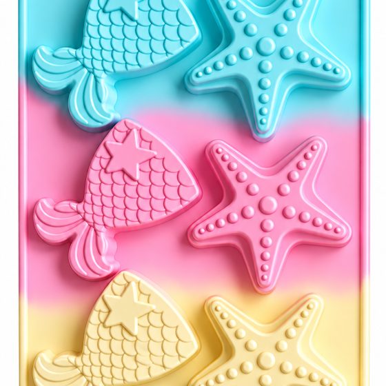 6 Cavity Mermaid Tail & Starfish Mould
