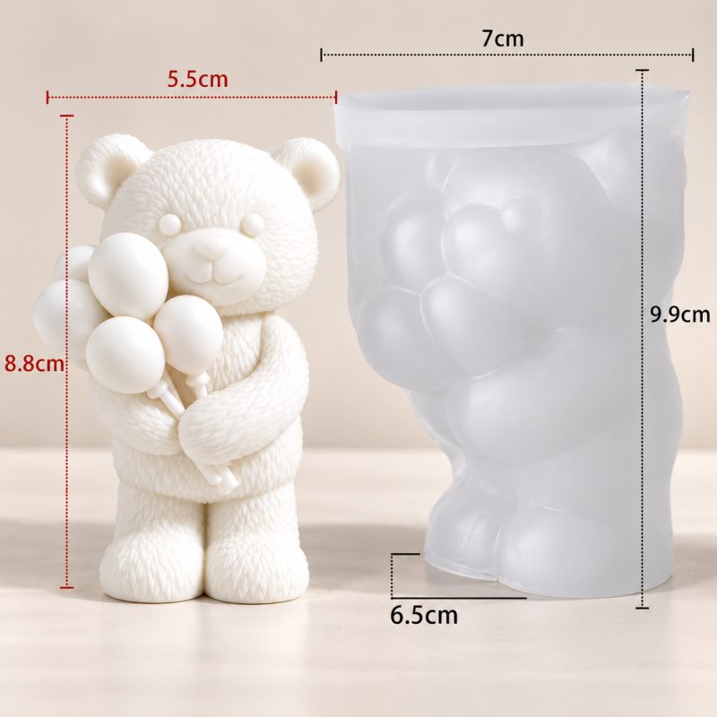 Teddy Bear with Balloons Silicone Mould