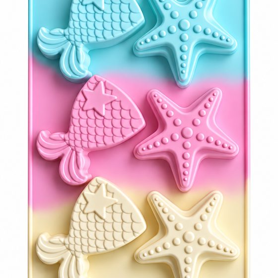 6 Cavity Mermaid Tail & Starfish Mould