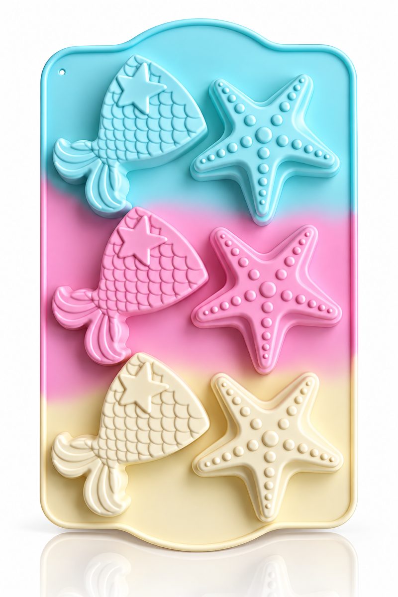 6 Cavity Mermaid Tail & Starfish Mould