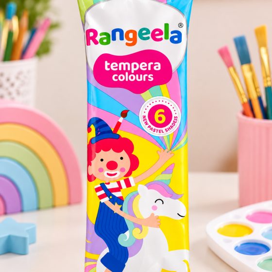 12 Colours Tempera Colour Kit with Brush – Unicorn Pastel & Common Shades