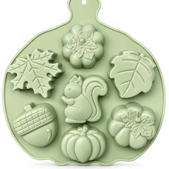 7 Cavity Pumpkin Leaf squirrel Silicone Mold