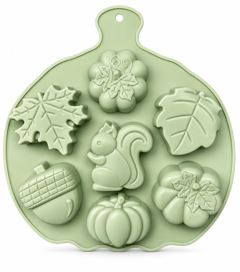 7 Cavity Pumpkin Leaf squirrel Silicone Mold