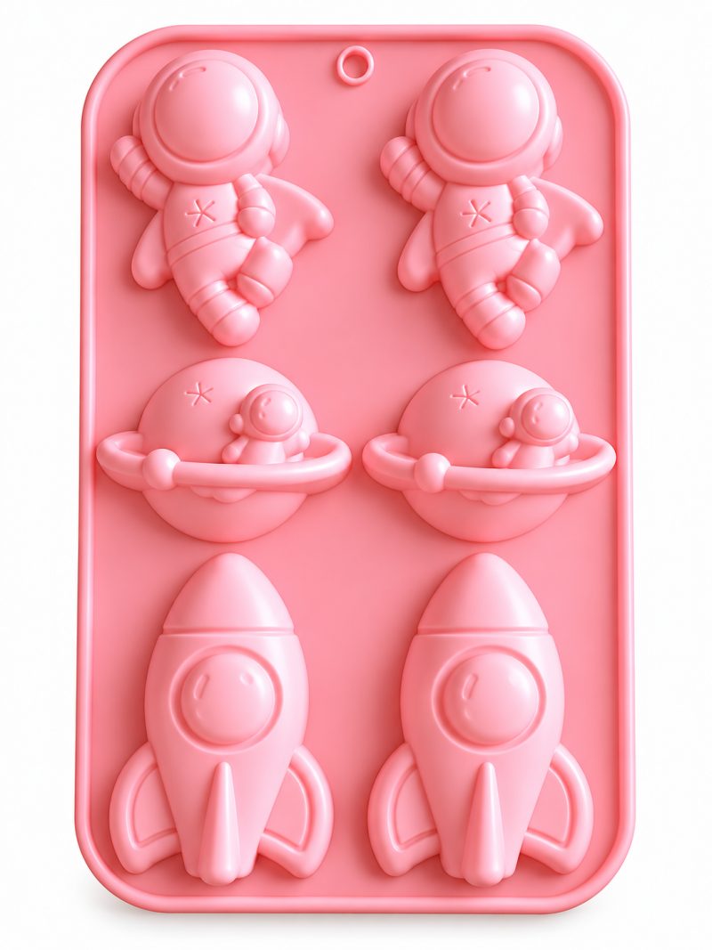 6 Cavity Space Adventure Silicone Mould – Astronaut, Planet & Rocket