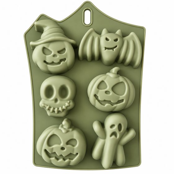 ArtNest 6 Cavity Halloween Silicone Mould – Pumpkin, Bat, Skull & Ghost Designs