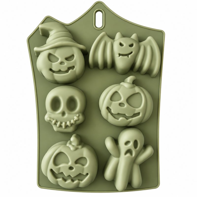 ArtNest 6 Cavity Halloween Silicone Mould – Pumpkin, Bat, Skull & Ghost Designs